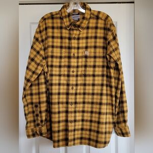 CARHARRT PLAID FLANNEL RELAXED FIT BUTTON DOWN SHIRT CHEST POCKETS XL
